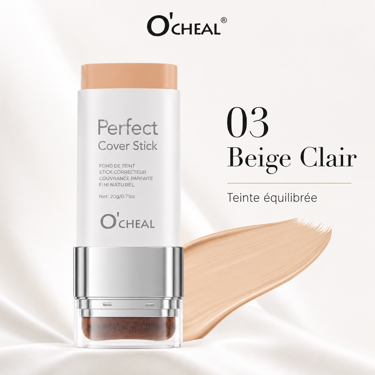 Fond de teint stick correcteur avec pinceau intégré