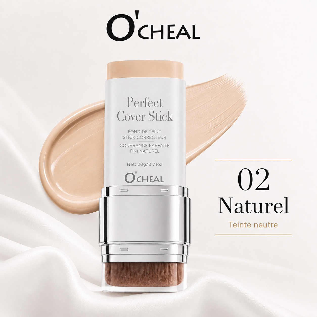 Fond de teint stick correcteur avec pinceau intégré